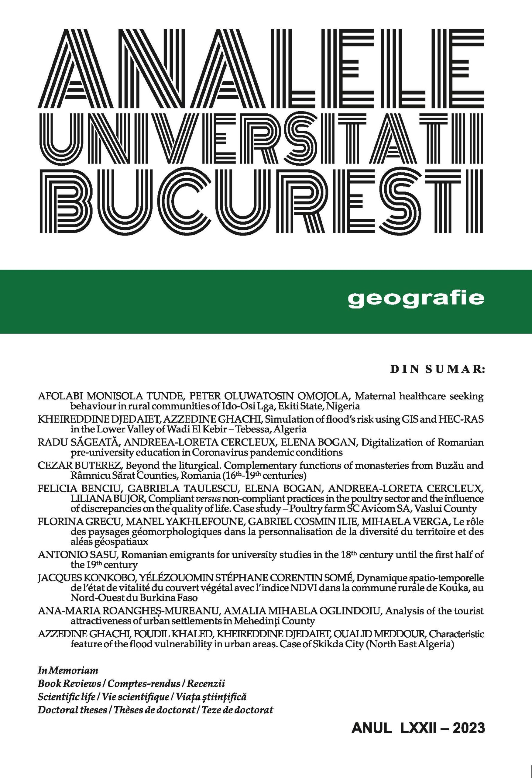 					View Vol. 72 (2023): ANALELE UNIVERSITĂŢII BUCUREŞTI. GEOGRAFIE
				