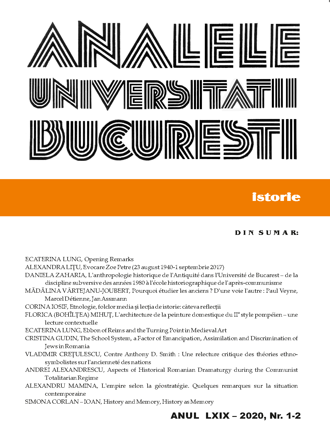 					View Vol. 69 No. 1-2 (2020): ANALELE UNIVERSITĂŢII BUCUREŞTI - ISTORIE
				